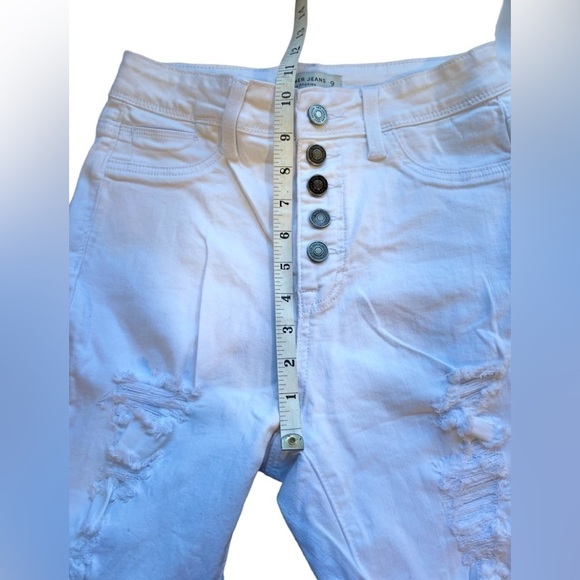 Hammer High Rise Button Fly Distressed Skinny Jeans - White Size 9 - Picture 7 of 9